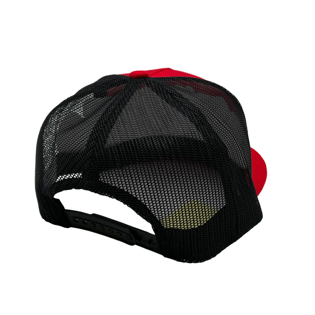 GNV-017M - 5 Panels Round Flat Bill Mesh Snapback Cap